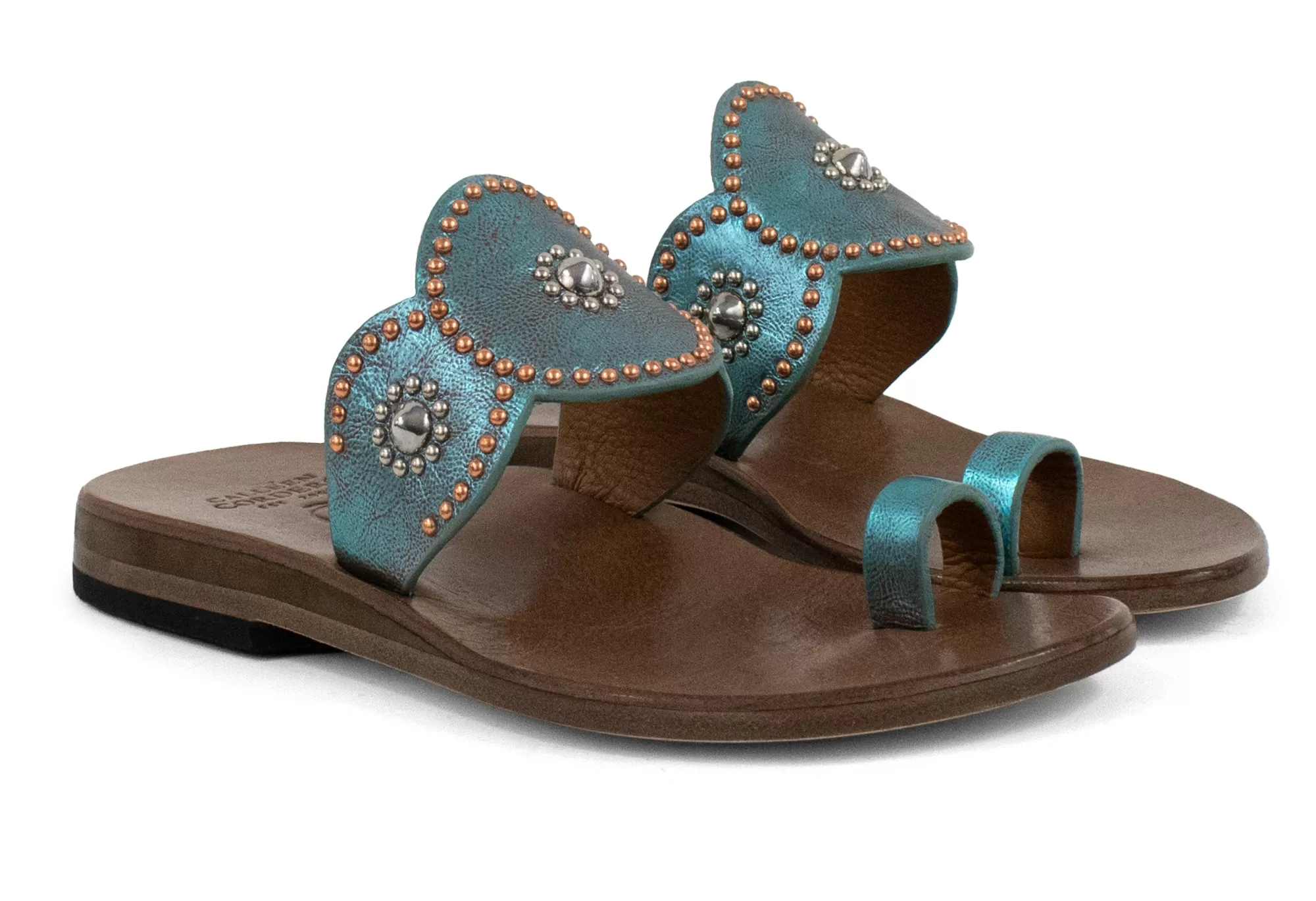 Calleen Cordero Alina Sandal Aqua Rust w/ Copper & Nickel Art Cheap