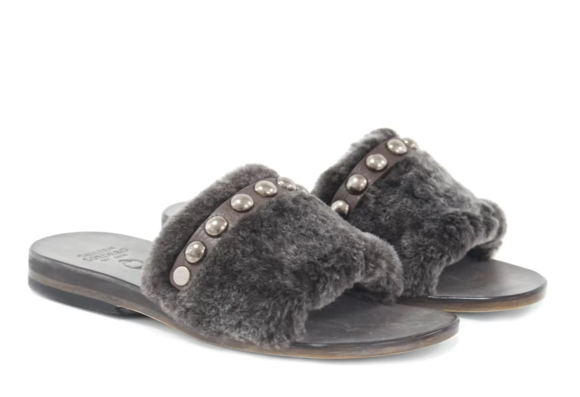 Calleen Cordero Bare Slide Snowtop Shearling w/Nickel Art Discount