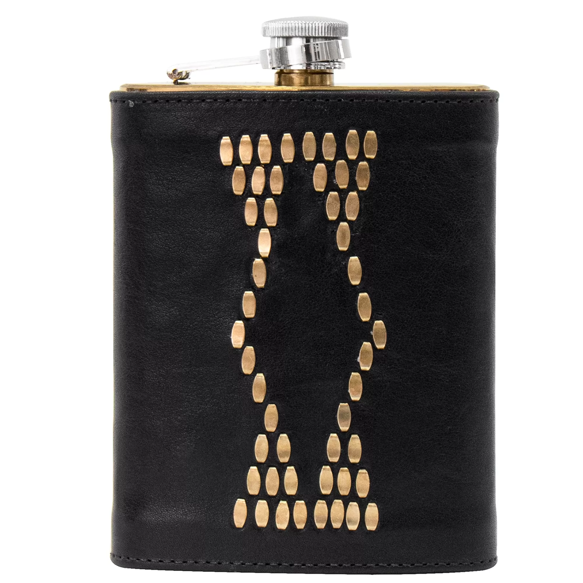 Calleen Cordero Basia Flask Black Leather w/ Brass Art Online