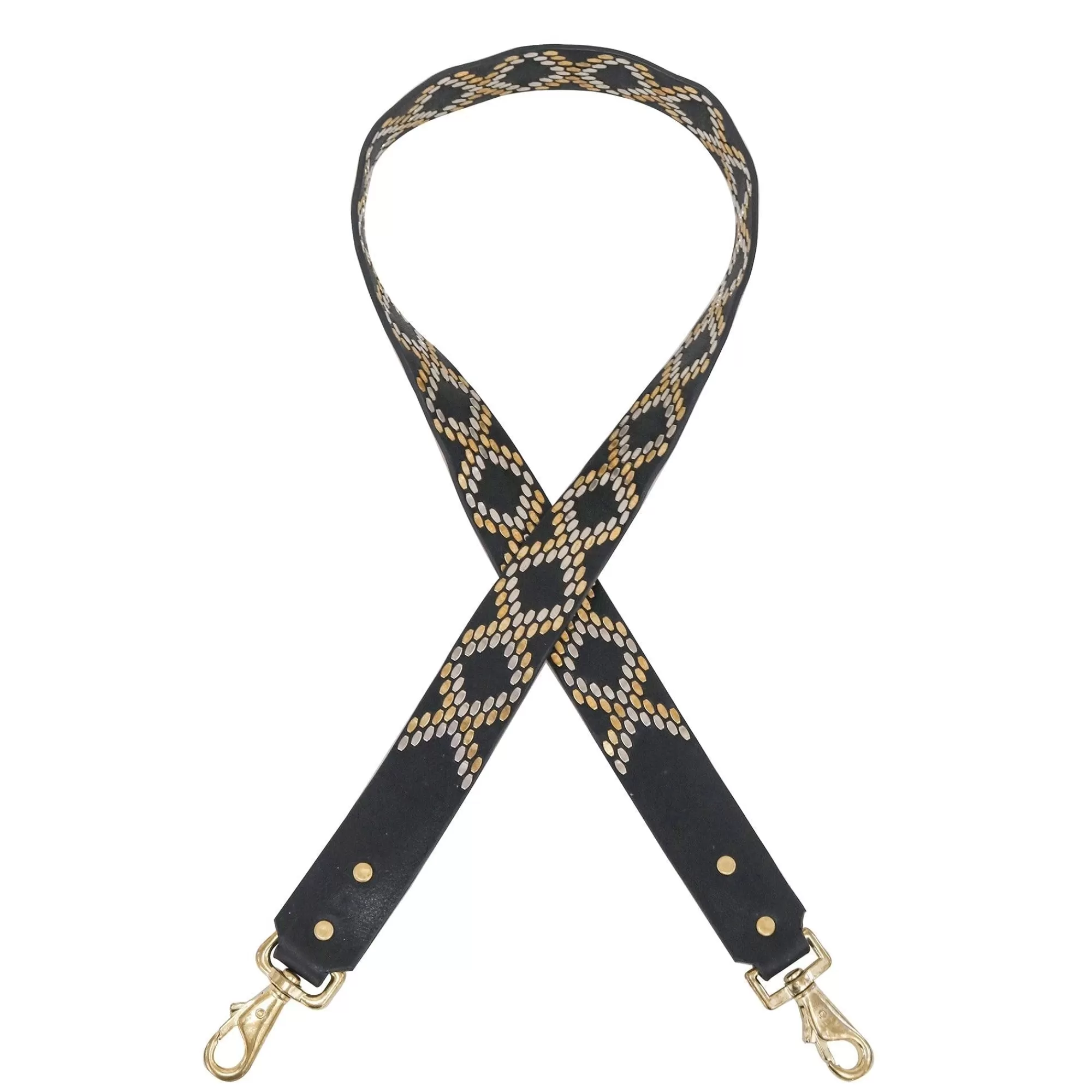 Calleen Cordero Boa Handbag Strap Black Aniline w/ Brass & Nickel Art Cheap