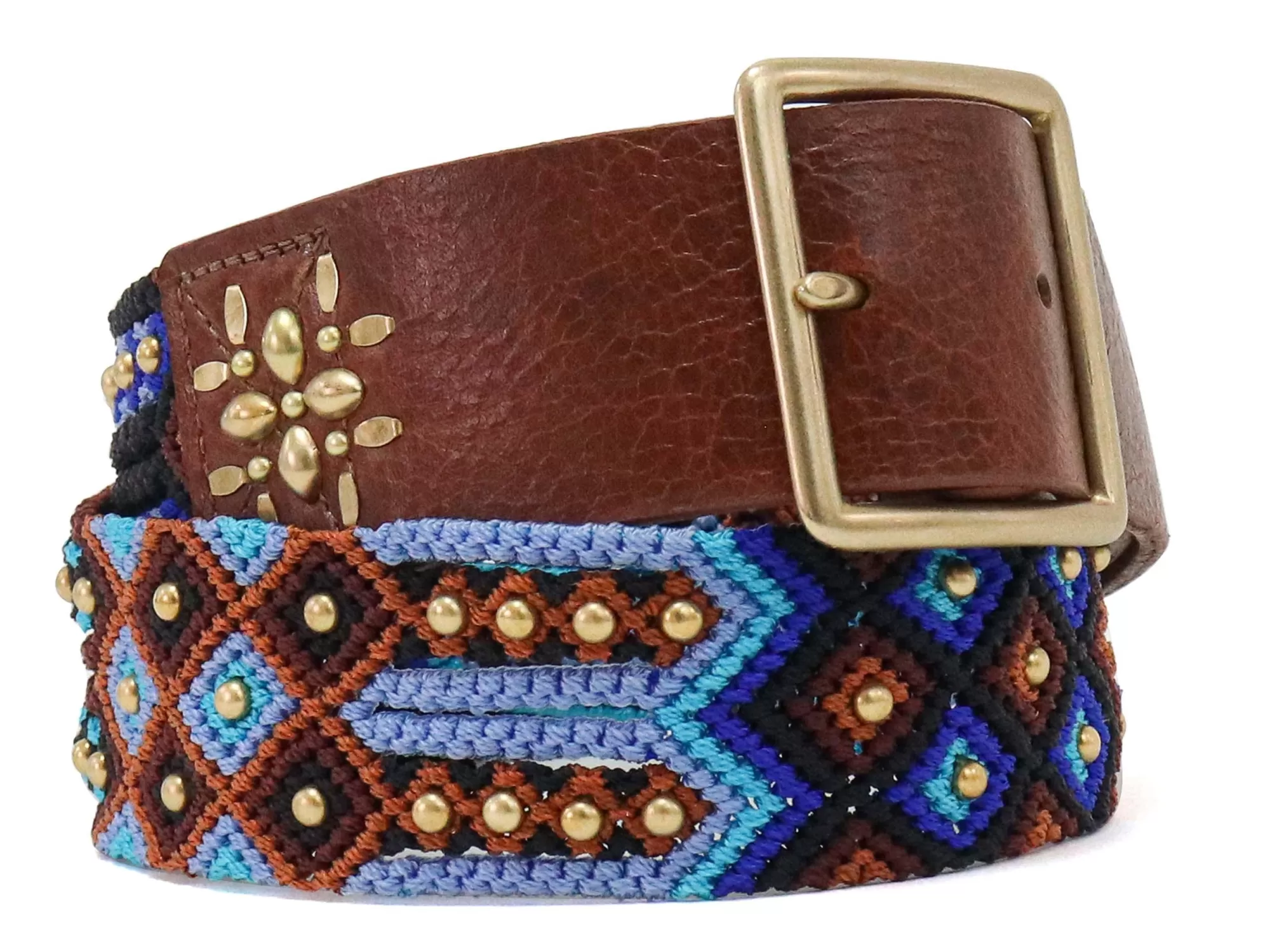 Calleen Cordero Cabo 1.75" Woven Belt Brown Rodeo w/Brass Art Cheap