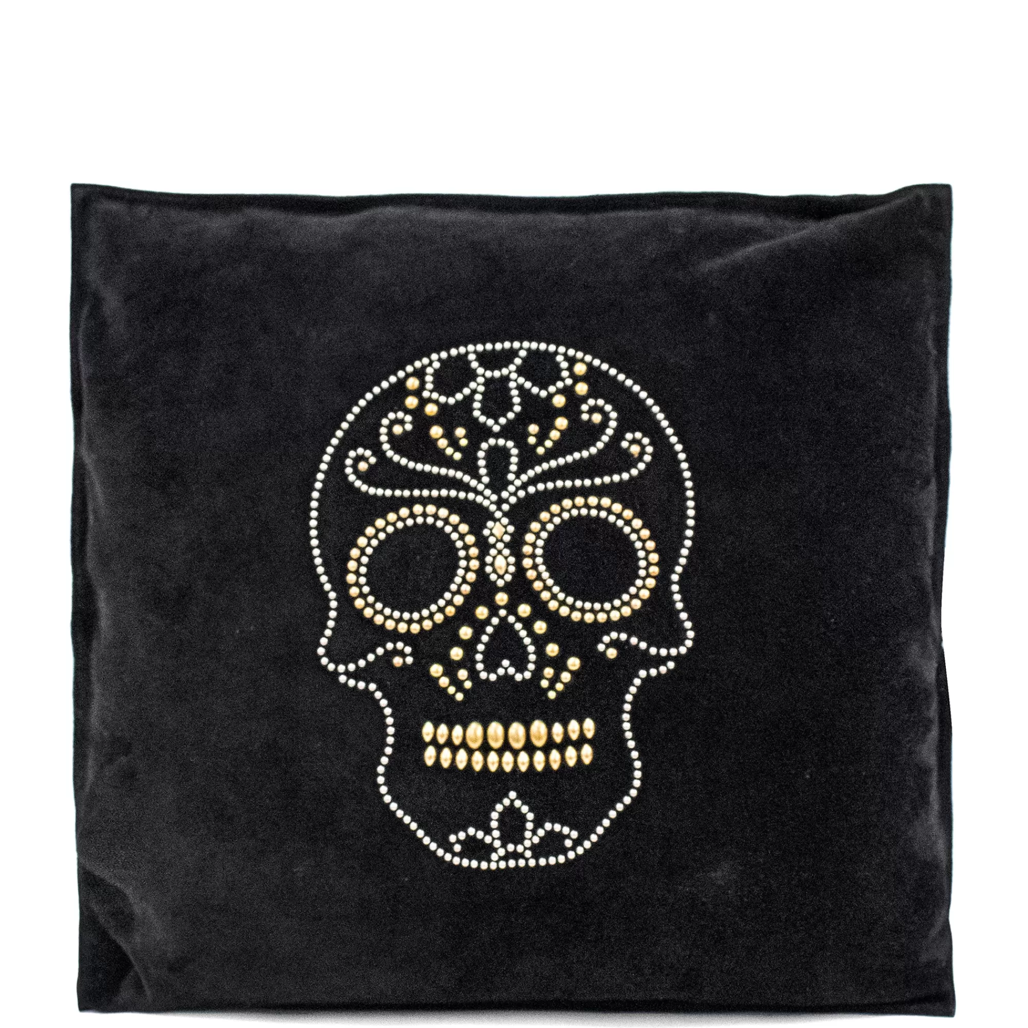 Calleen Cordero Calavera Pillow (Includes Pillow Insert) 20" X 20" Black Suede w/ Brass & Nickel Art Best Sale