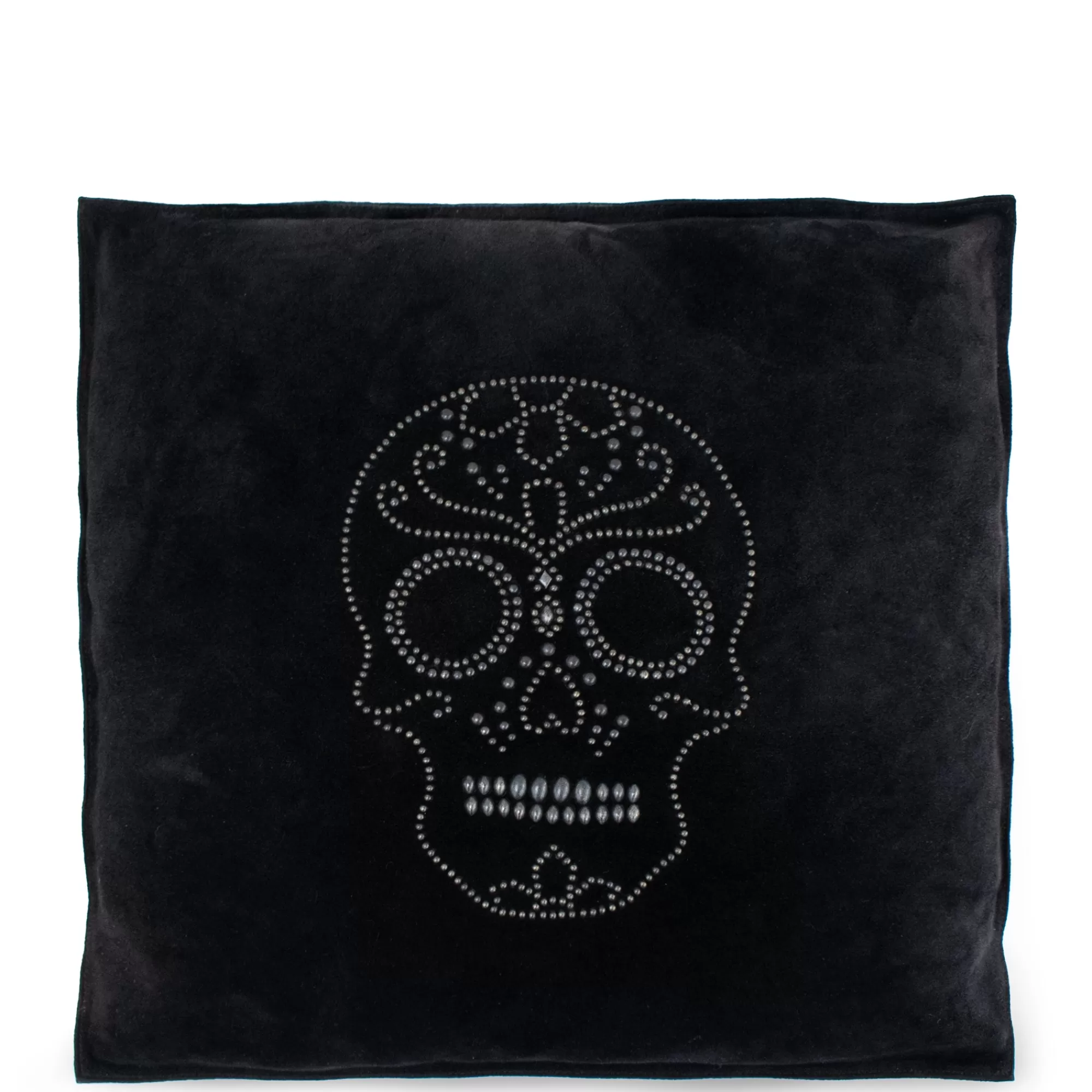 Calleen Cordero Calavera Pillow (Includes Pillow Insert) 20" X 20" Black Suede w/ Black Art Best Sale