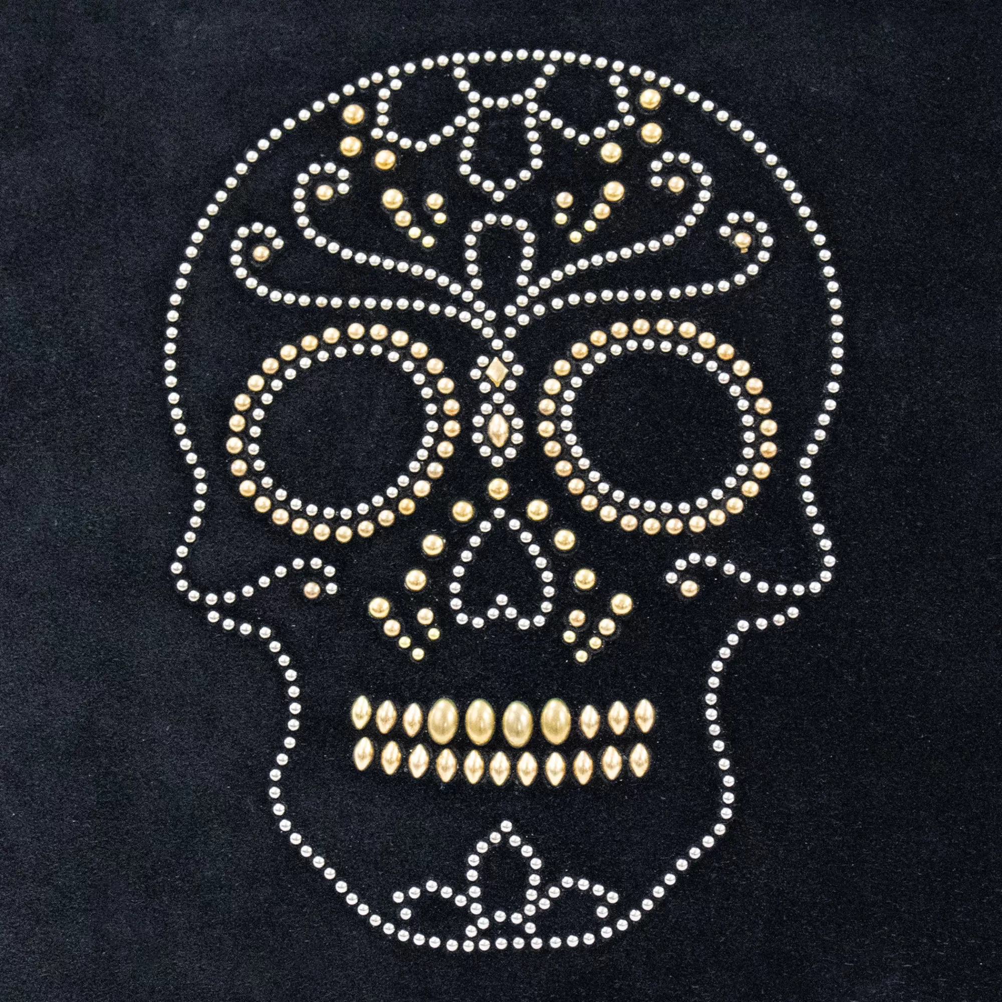 Calleen Cordero Calavera Pillow (Includes Pillow Insert) 20" X 20" Black Suede w/ Brass & Nickel Art Best Sale