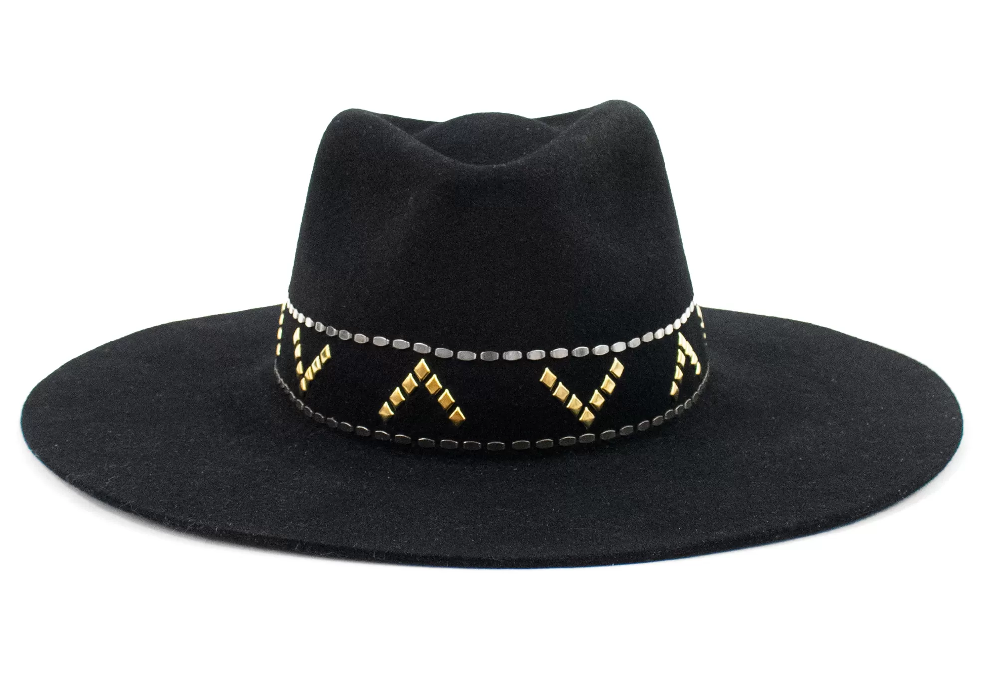 Calleen Cordero Cali Miki Hat Black Wool w/ Brass & Nickel Best