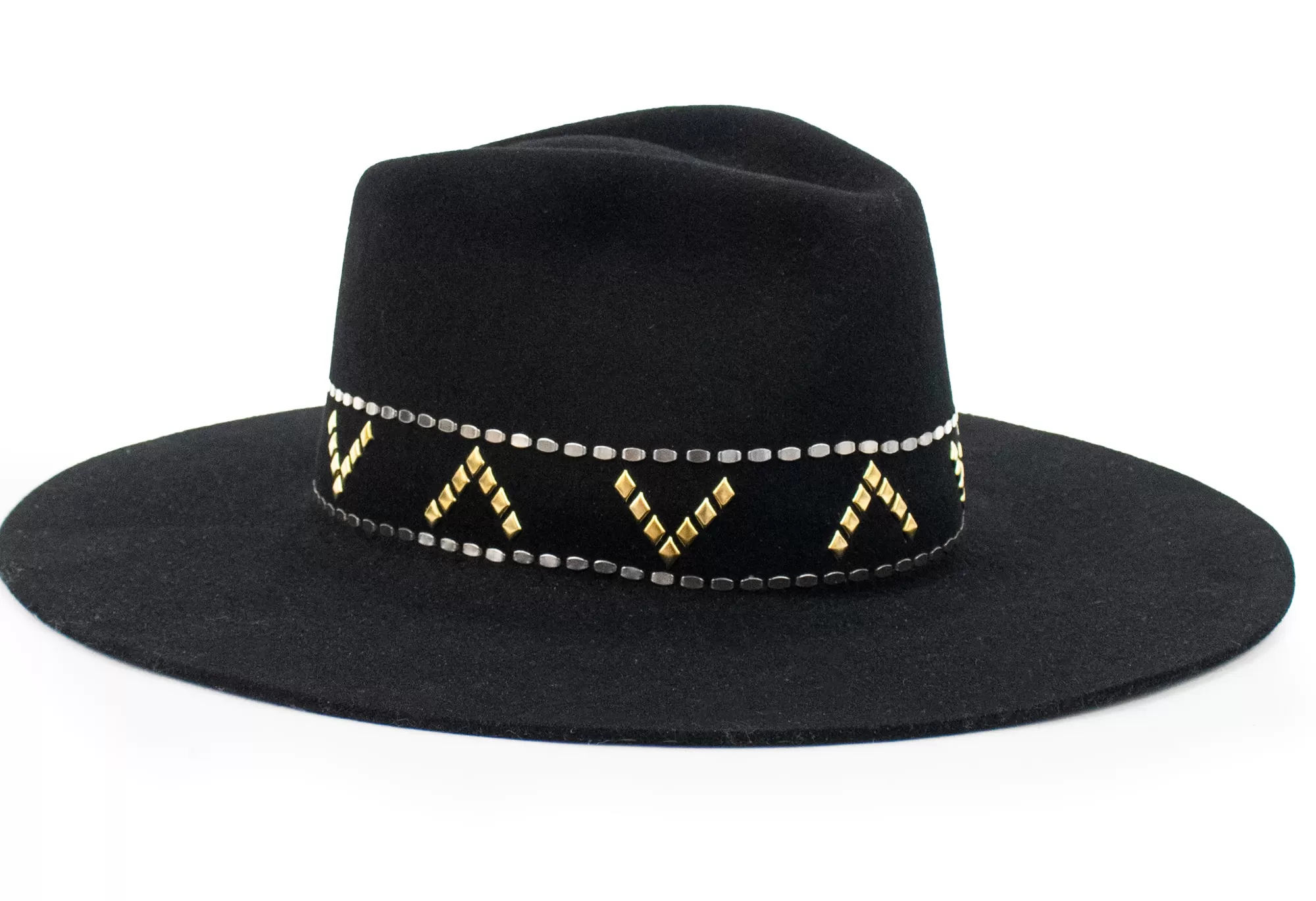 Calleen Cordero Cali Miki Hat Black Wool w/ Brass & Nickel Best