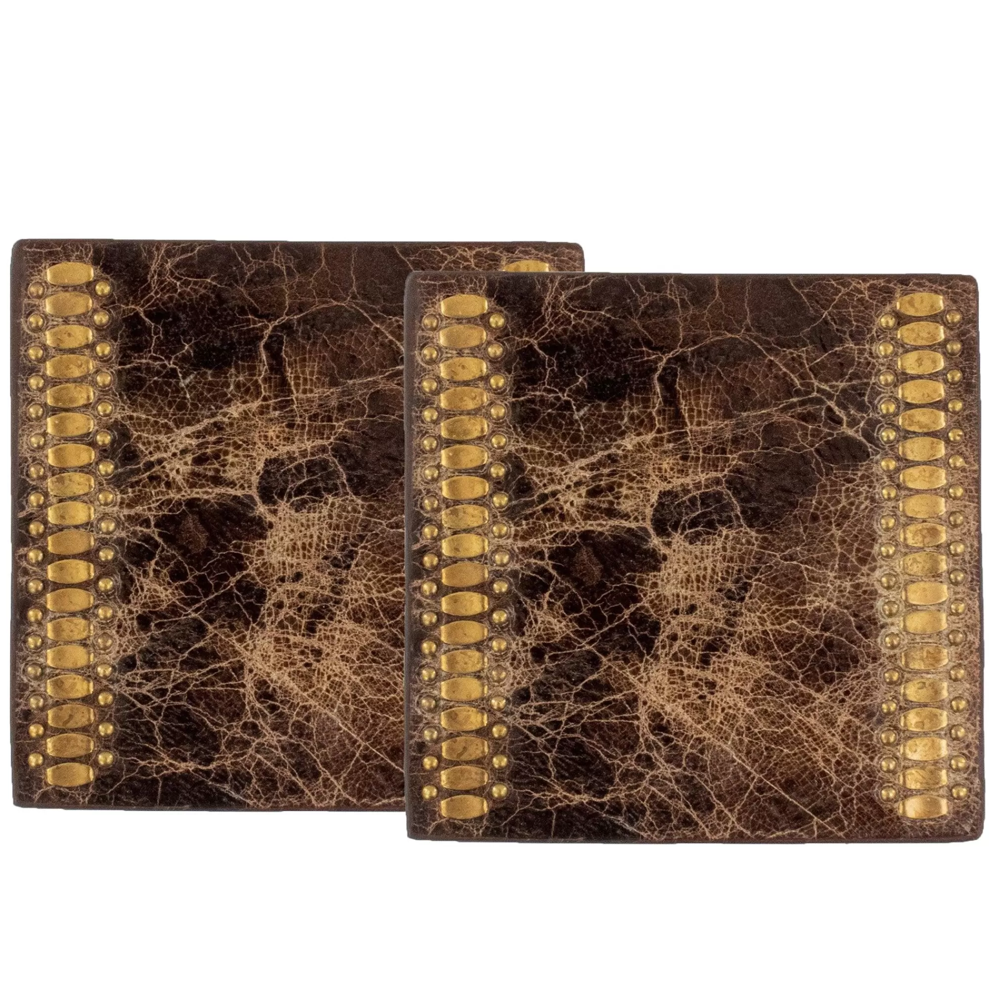 Calleen Cordero Concha Sq Coaster (QTY 2 Pc) Brown El Paso w/ Brass Art Set of 2 Discount