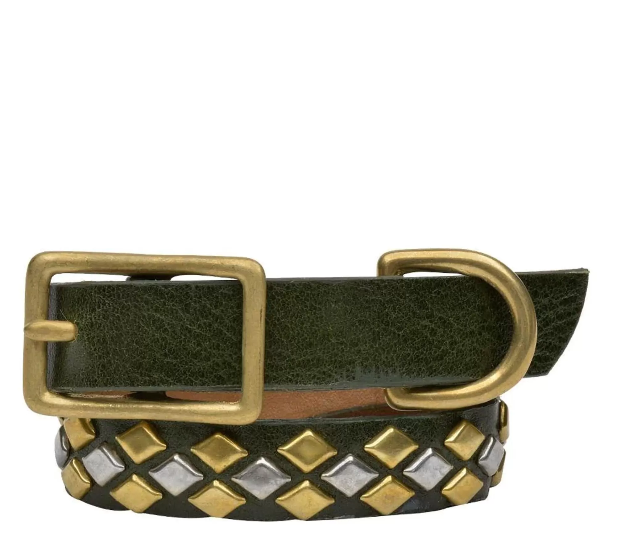 Calleen Cordero Dalia 12" Dog Collars Green Polo Leather w/ Nickel & Brass Best