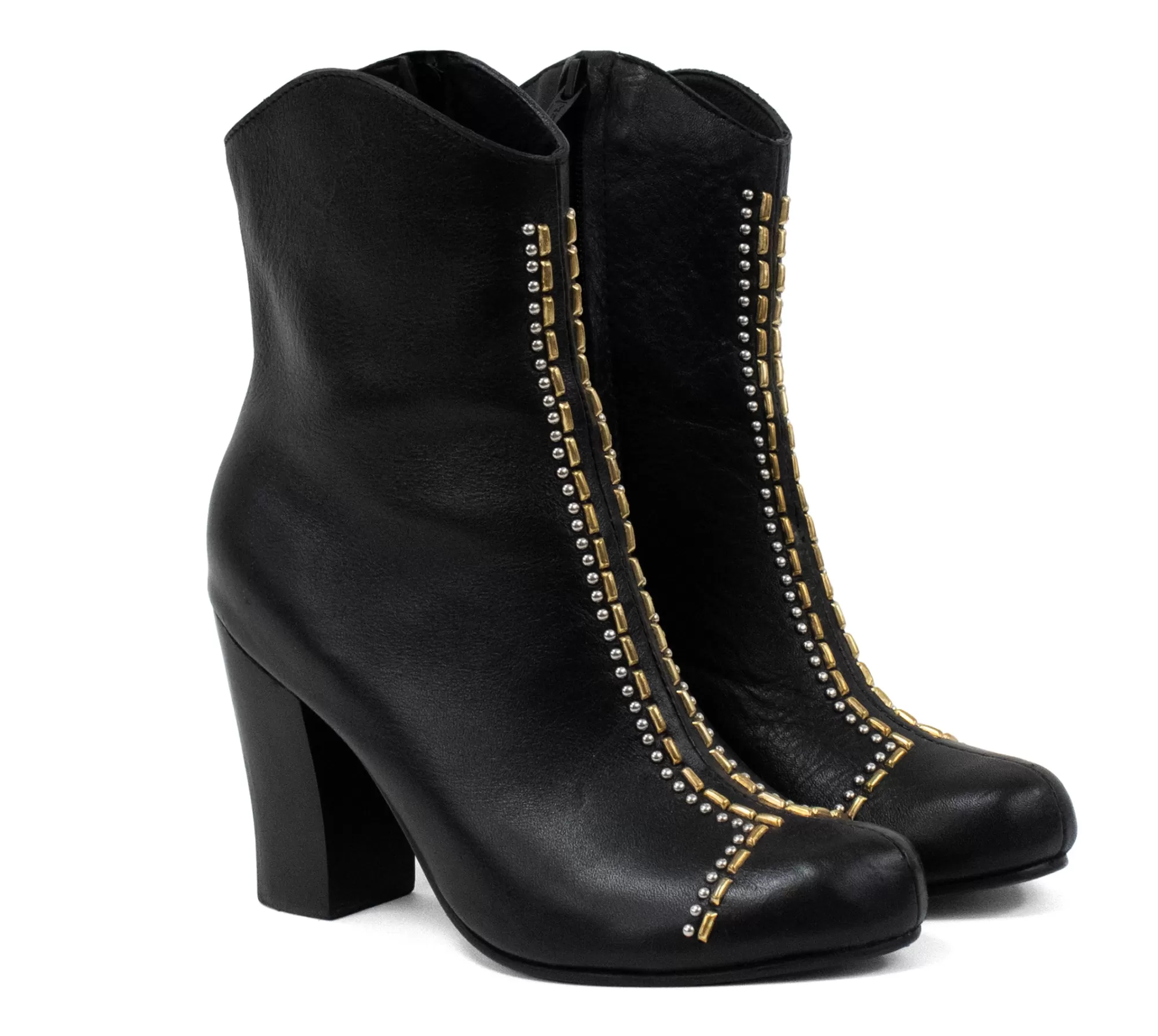 Calleen Cordero Diva Boot Black Belmont w/ Brass & Nickel Art Cheap