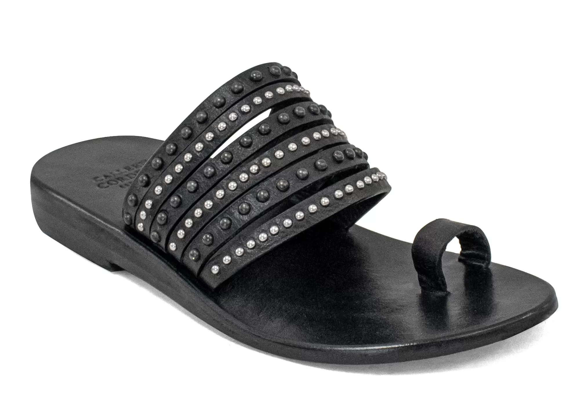 Calleen Cordero Enya Sandal Black Leather w/ Nickel & Black New