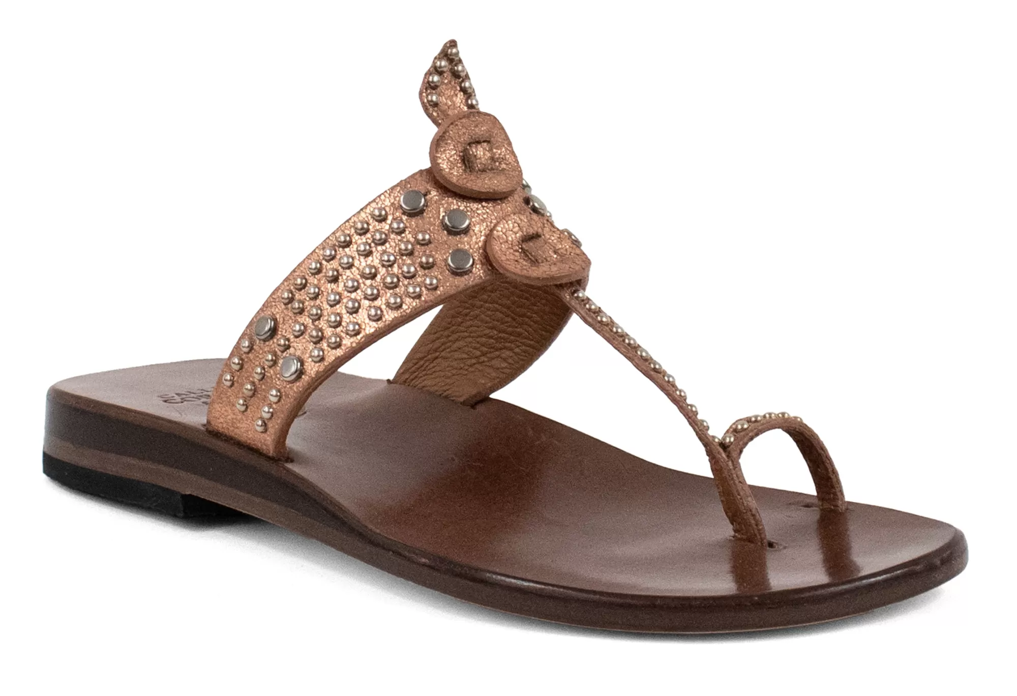 Calleen Cordero Karma Sandal Rose Gold w/ Nickel Art Fashion