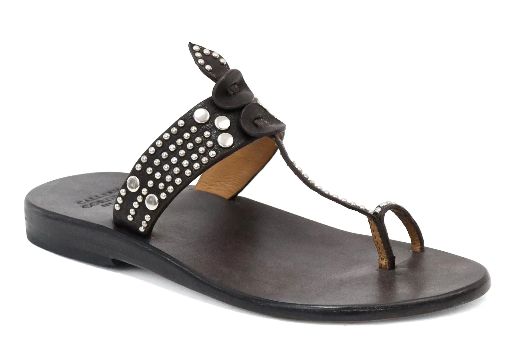 Calleen Cordero Karma Sandal Dark Brown Montana w/ Nickel Art Flash Sale