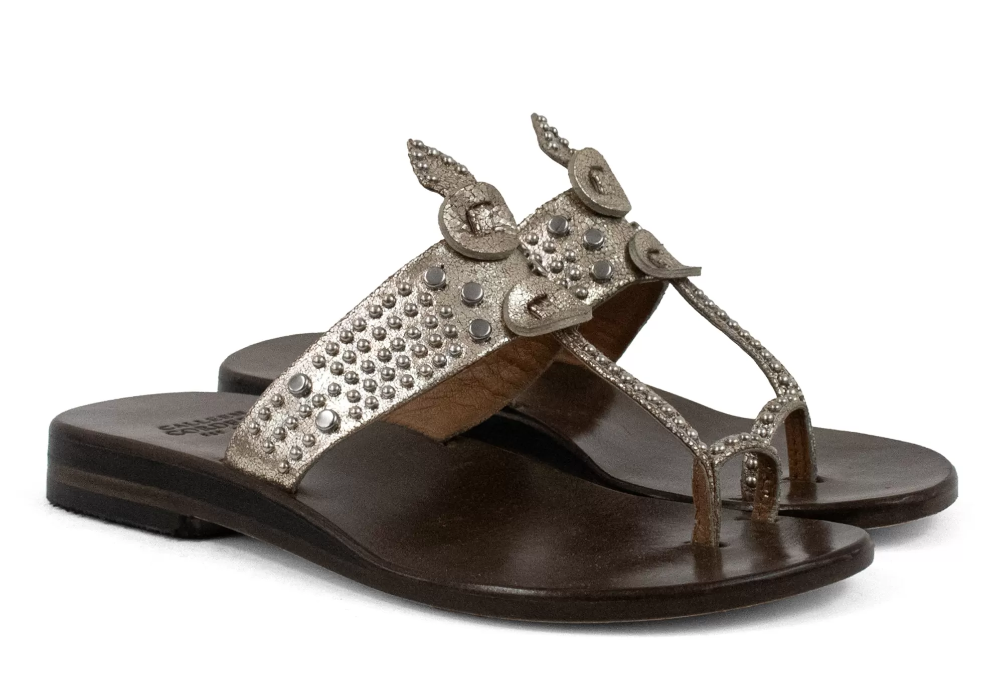 Calleen Cordero Karma Sandal Dusty Gold w/ Nickel Art New