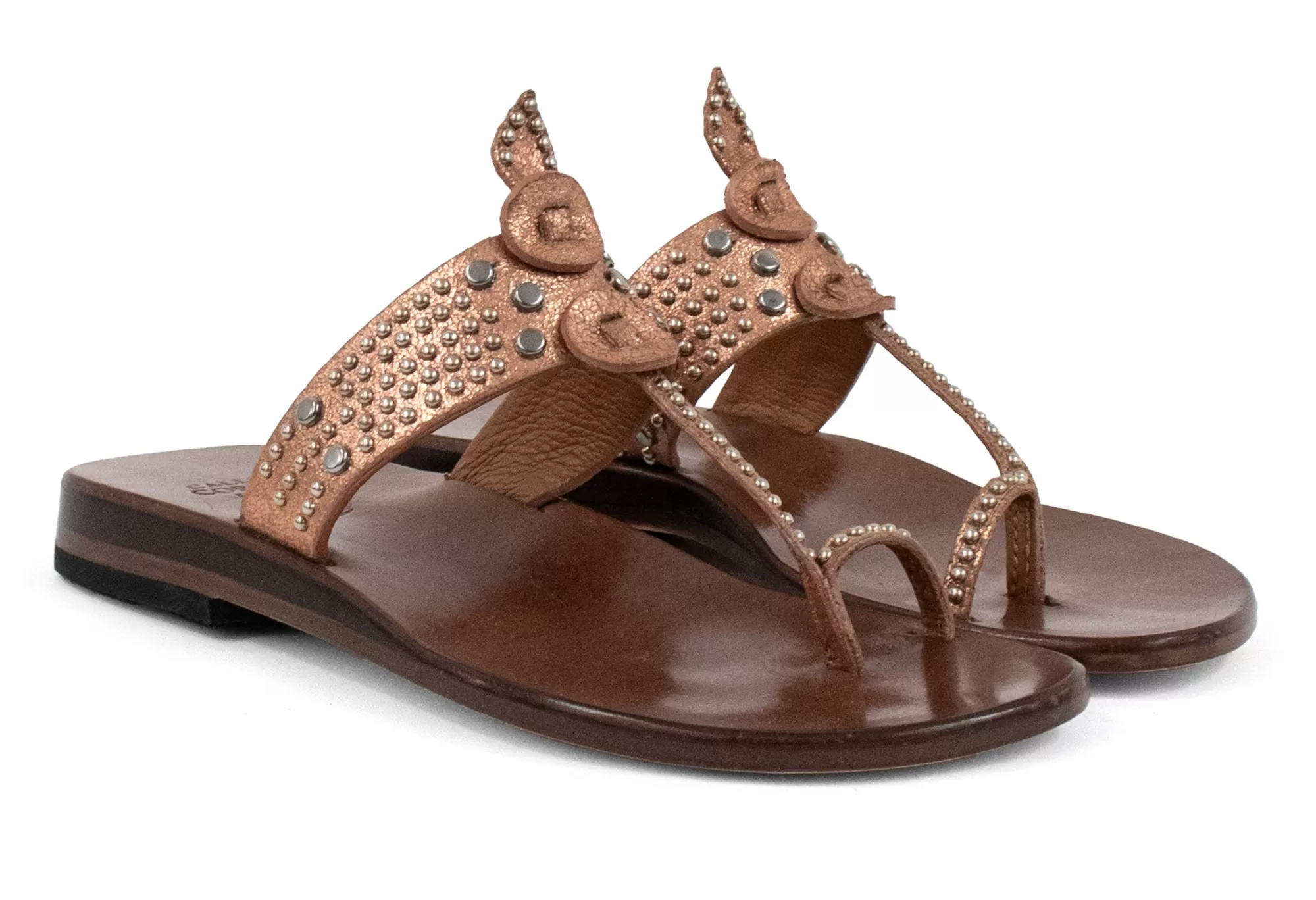 Calleen Cordero Karma Sandal Rose Gold w/ Nickel Art Fashion