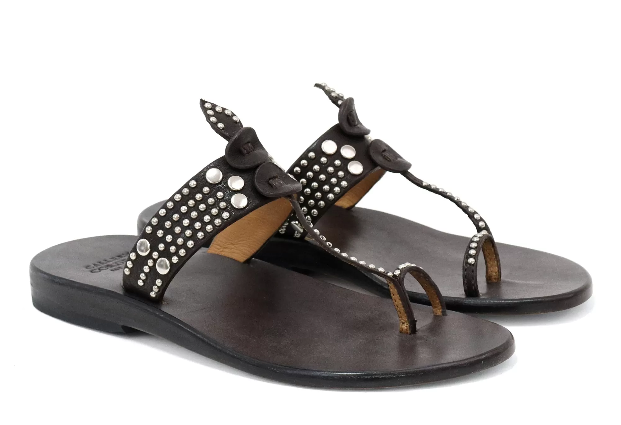 Calleen Cordero Karma Sandal Dark Brown Montana w/ Nickel Art Flash Sale