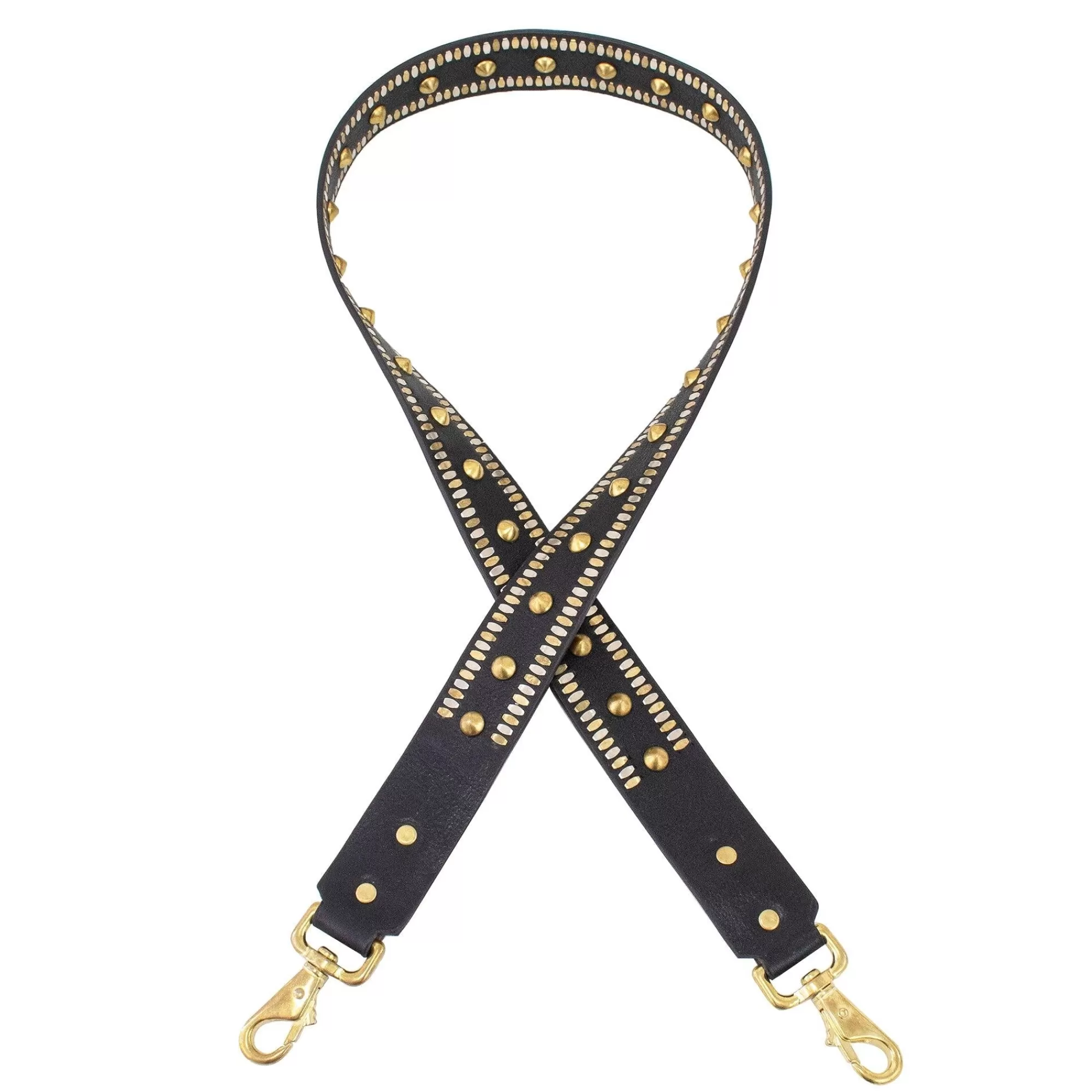 Calleen Cordero Mala-Sacha Handbag Strap Black Aniline w/ Nickel & Brass Art Cheap