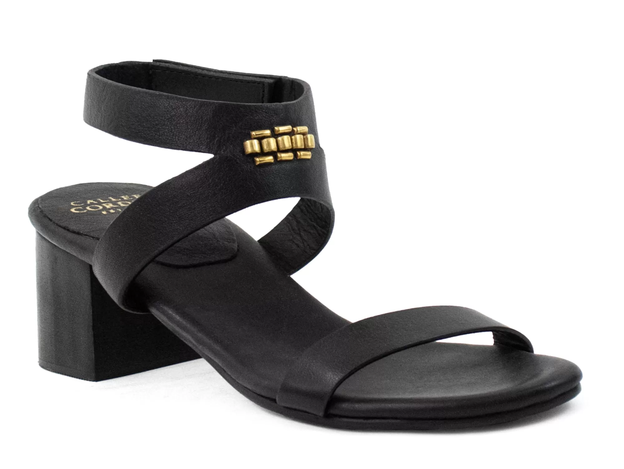 Calleen Cordero Mesa Omega Heel Black Belmont w/ Brass Art Flash Sale