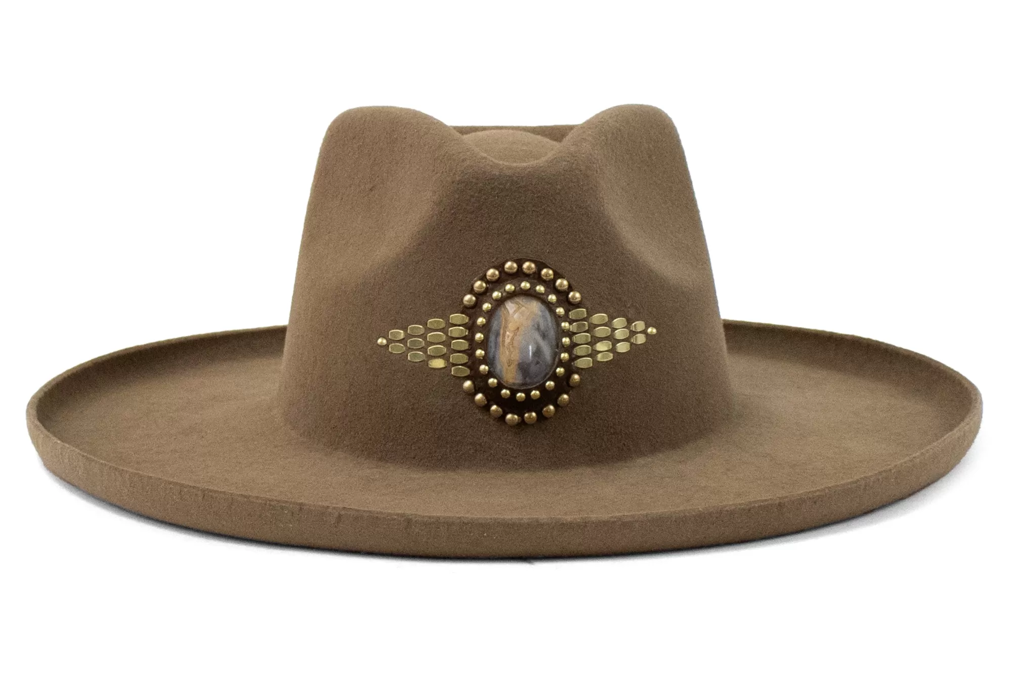 Calleen Cordero Mystic Rocal Hat Tan Wool w/ Brass Art Best