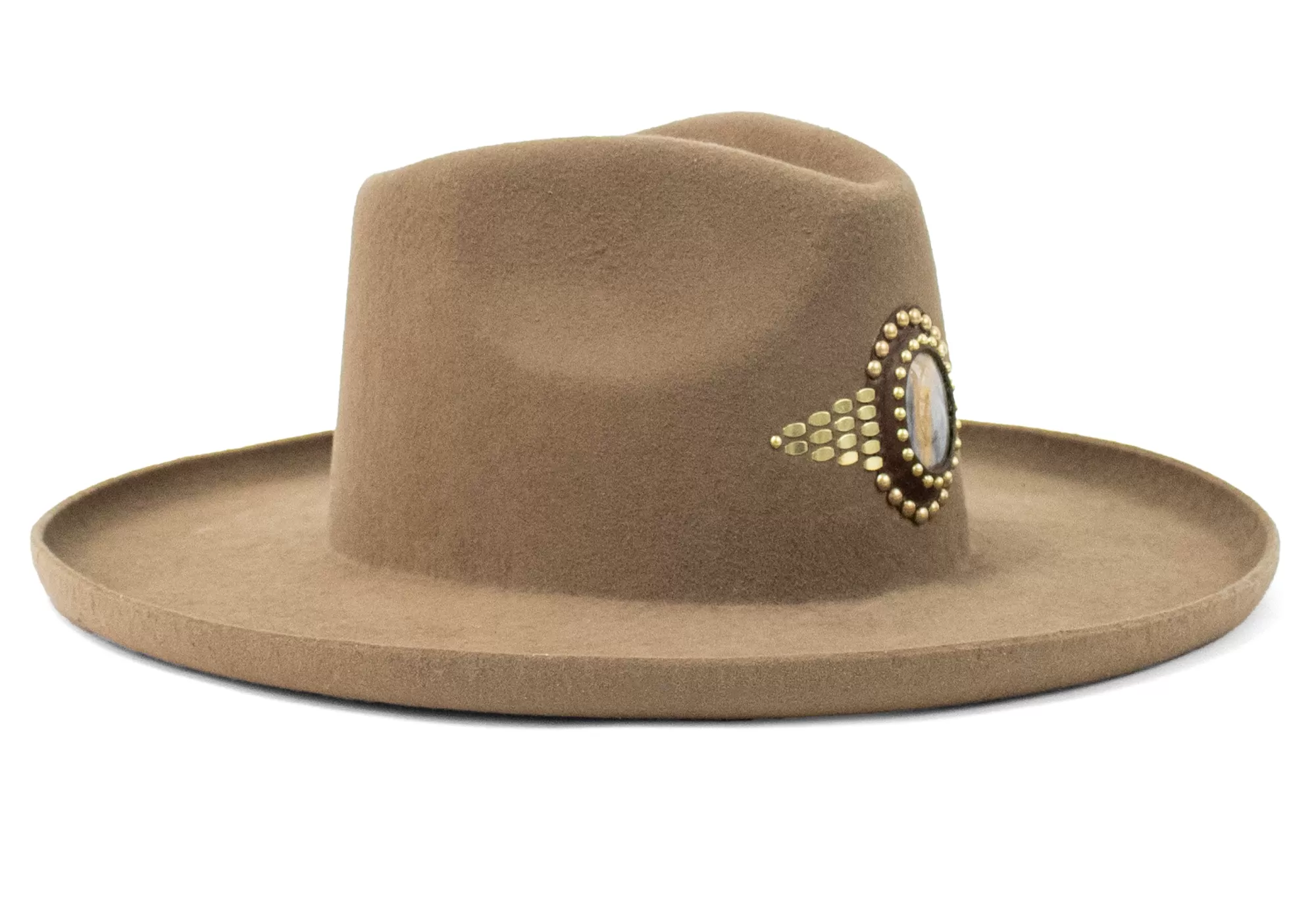 Calleen Cordero Mystic Rocal Hat Tan Wool w/ Brass Art Best