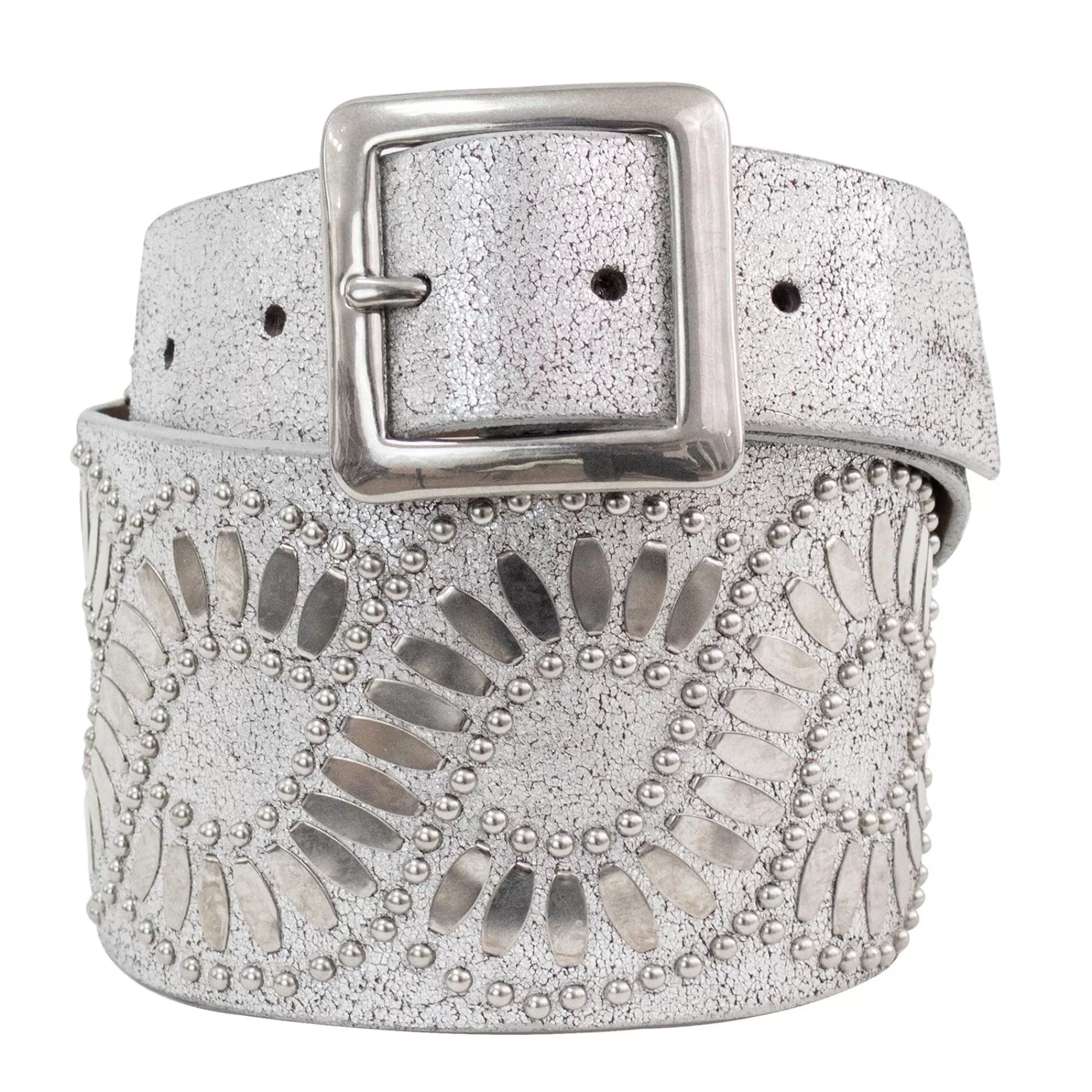 Calleen Cordero Ola Waist Belt White Silver Sheen w/ Nickel Art Cheap