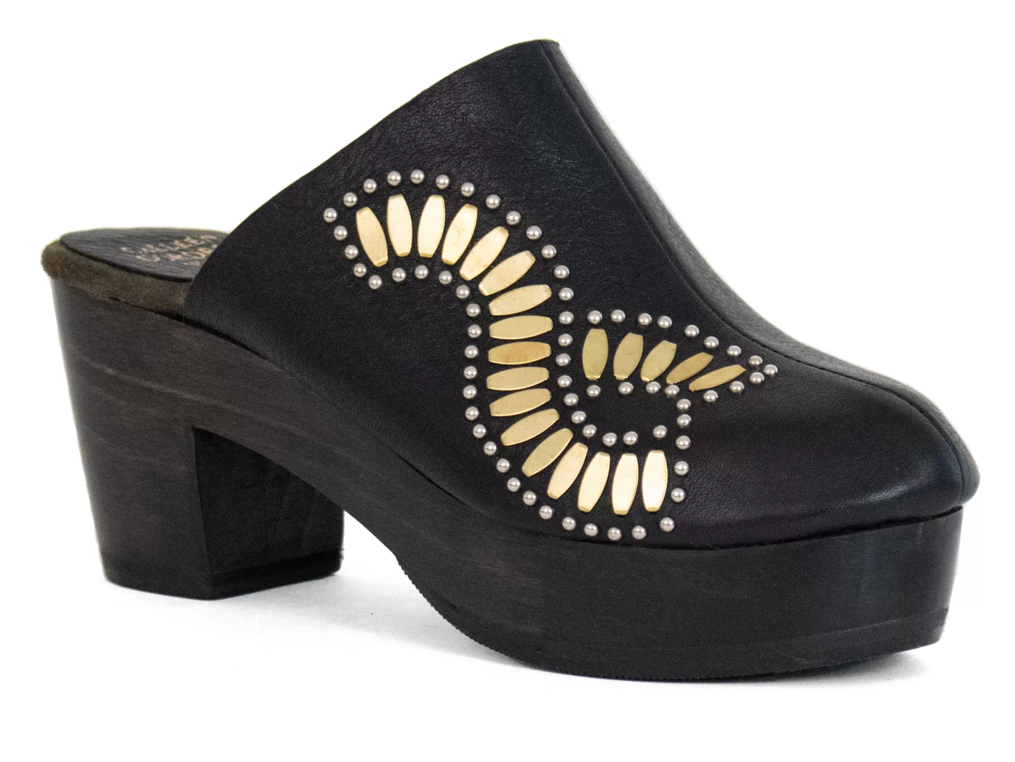 Calleen Cordero Olena Clog Black Belmont W/ Brass & Nickel Art Outlet