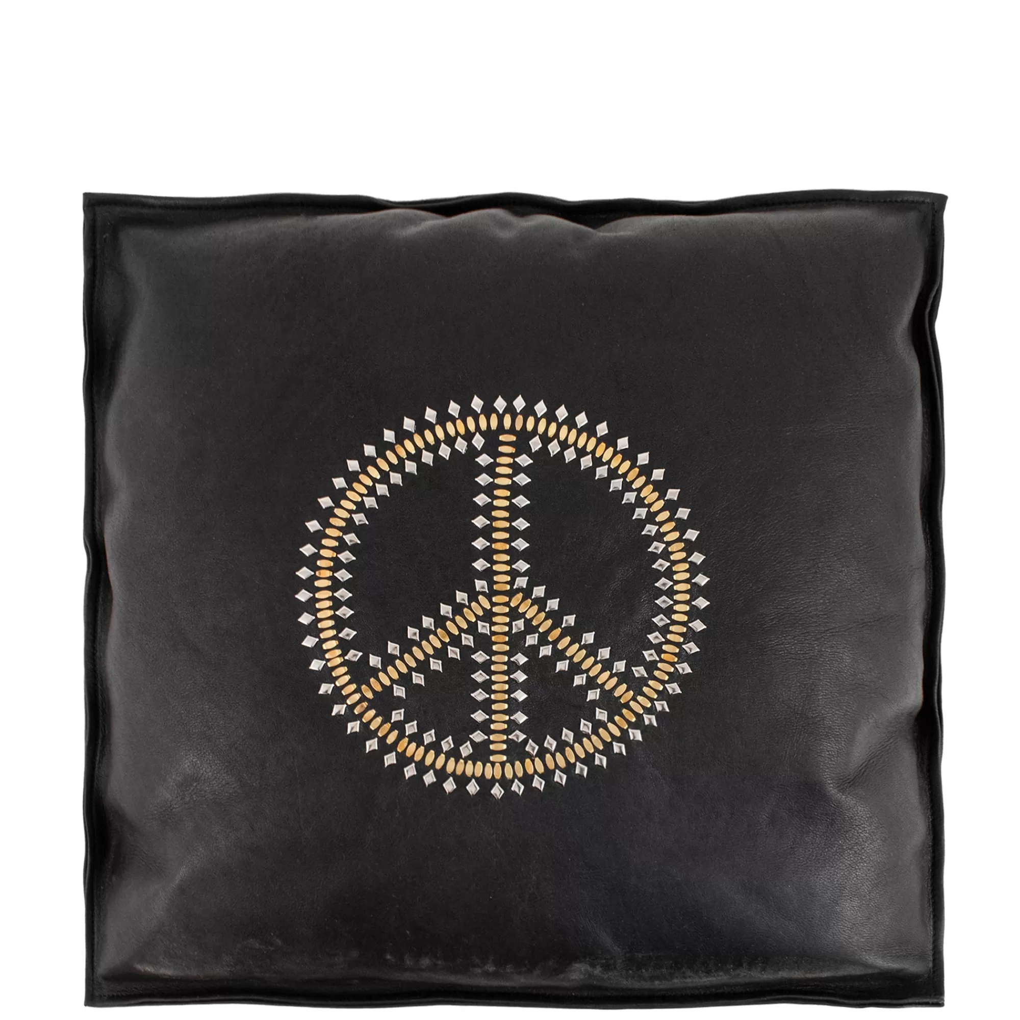 Calleen Cordero Peace Pillow (Includes Pillow Insert) 20" X 20" Black Leather w/ Nickel & Brass Best Sale