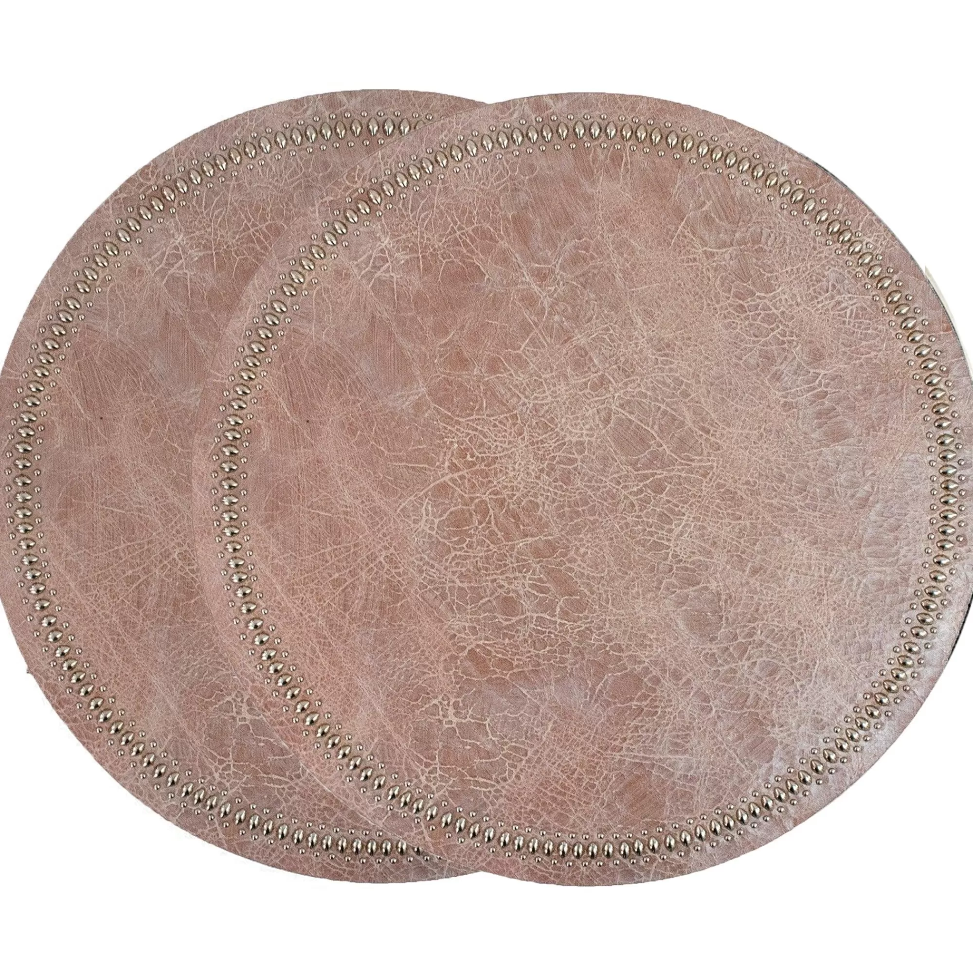 Calleen Cordero Puma Placemats (QTY 2 Pc) Pink Pearl Cracked w/ Nickel Art Fashion