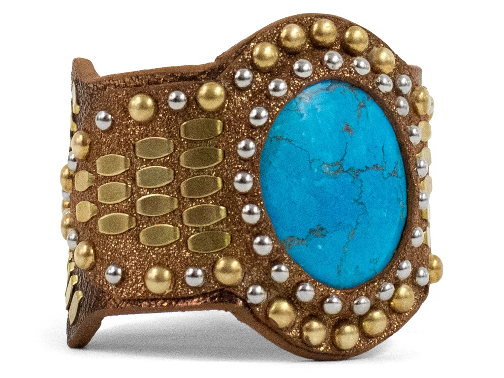 Calleen Cordero Reina Semi-precious Turquoise Stone Bracelet Otago Tobacco w/ Brass & Nickel Art Cheap