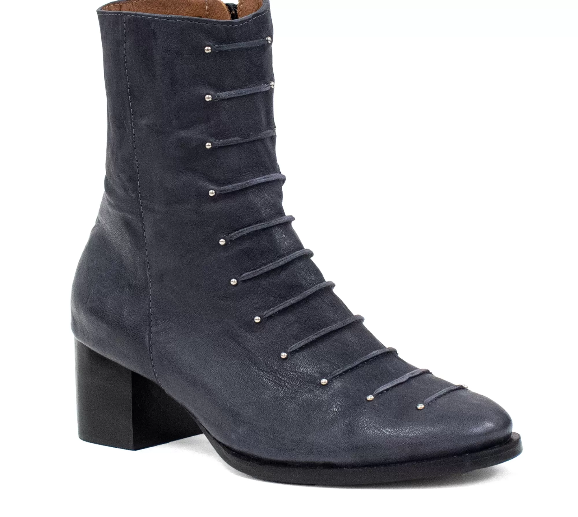 Calleen Cordero Roan Boot Navy Cabra w/ Nickel Art Fashion