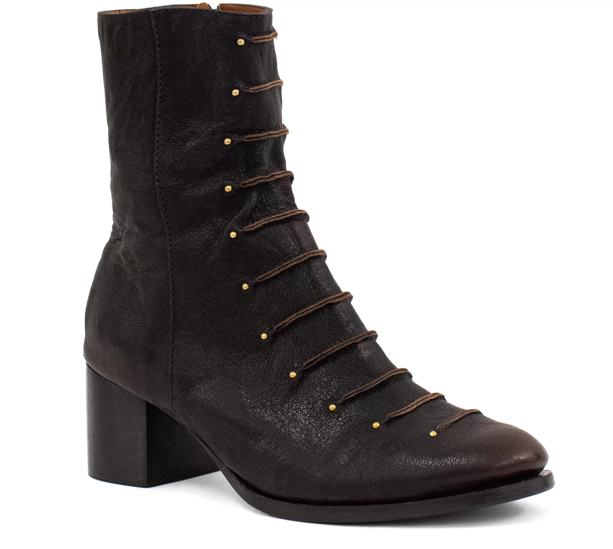 Calleen Cordero Roan Boot Brown Oyster w/ Brass Art Sale