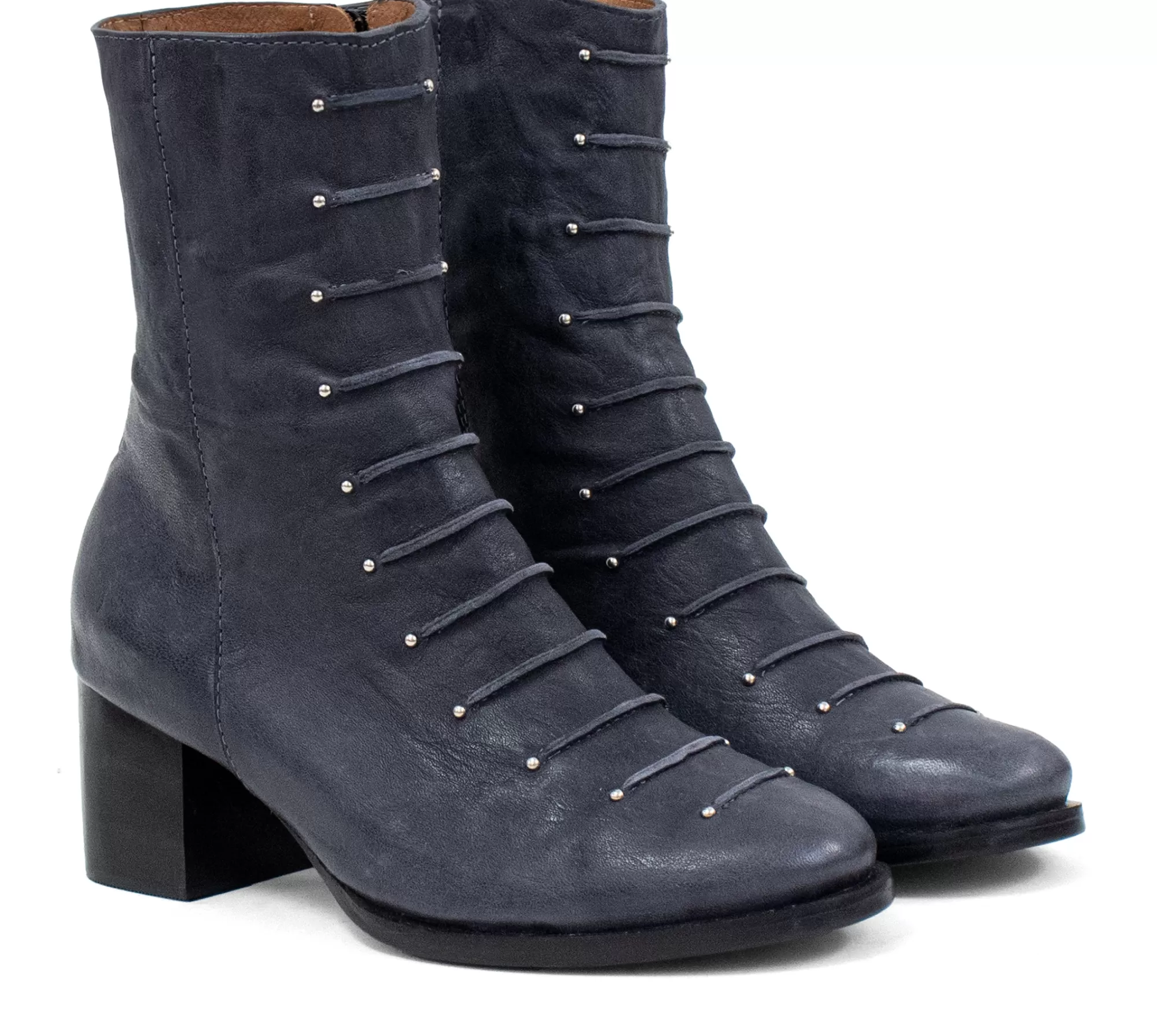 Calleen Cordero Roan Boot Navy Cabra w/ Nickel Art Fashion