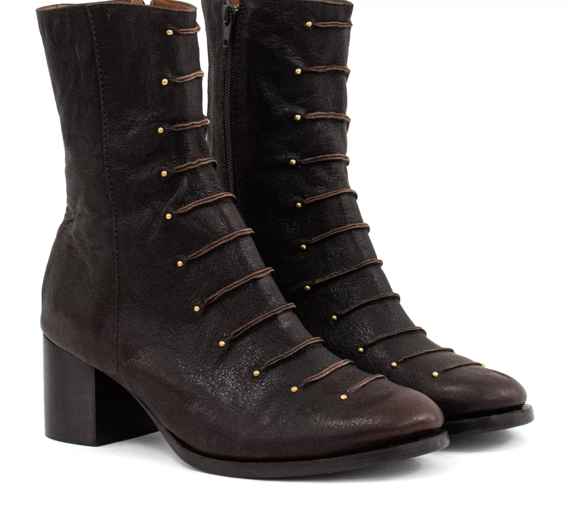 Calleen Cordero Roan Boot Brown Oyster w/ Brass Art Sale