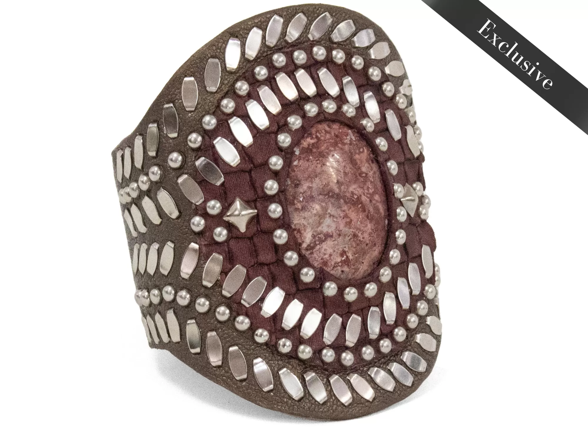 Calleen Cordero Rocal Semi-precious Red Obsidian Stone Cuff Bronze Nappa w/ Nickel Art Cheap