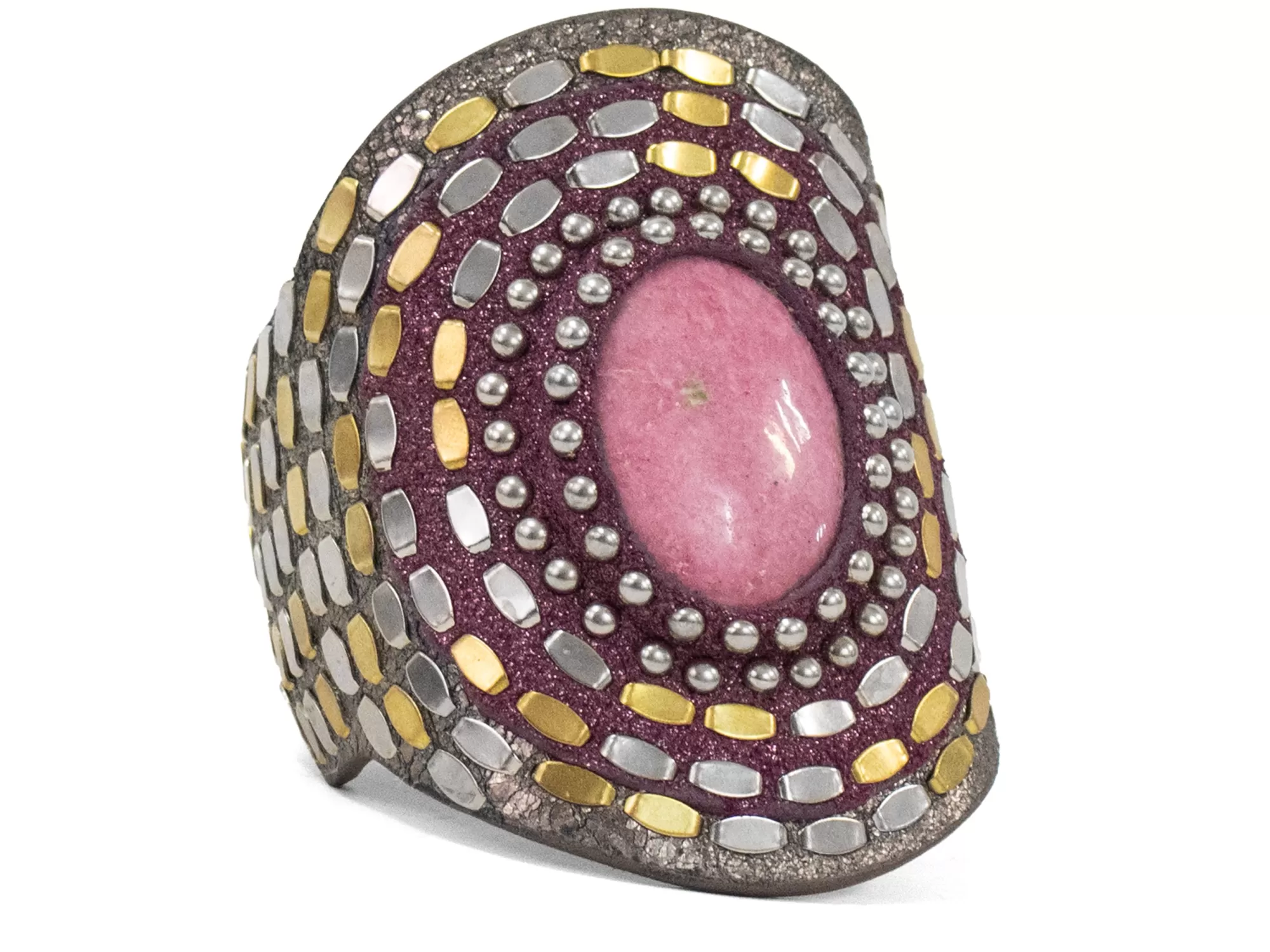 Calleen Cordero Rocal Semi-precious Rhodonite Stone Cuff Hudson Graphite w/ Brass & Nickel Art Cheap