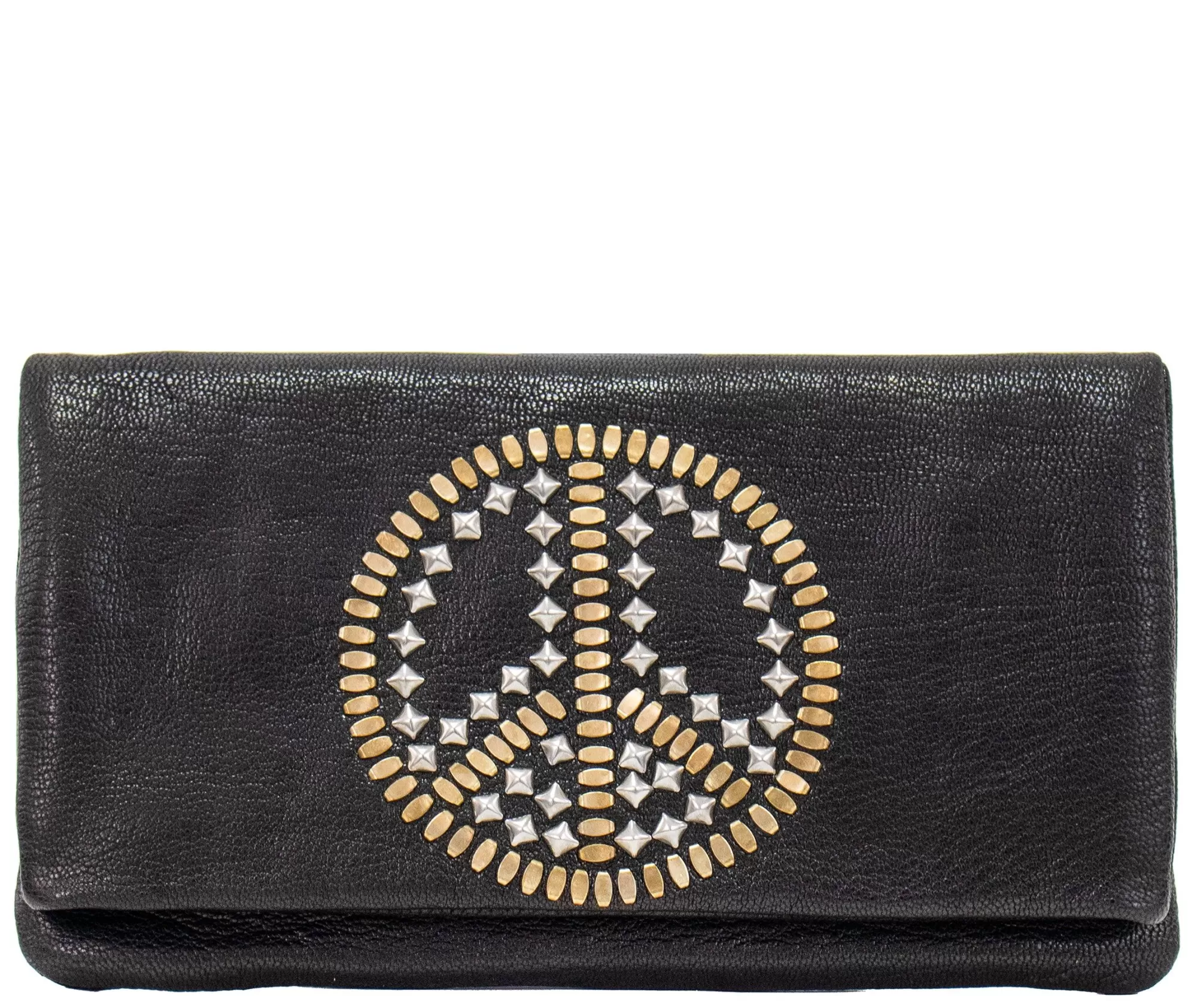 Calleen Cordero Sula Peace Clutch Black Leather W/Brass & Nickel Shop