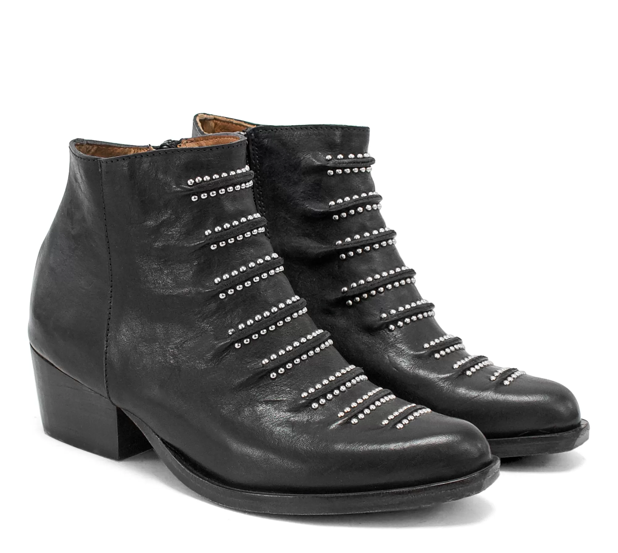 Calleen Cordero Tiba Short Boot Black Leather w/ Nickel Art Best Sale