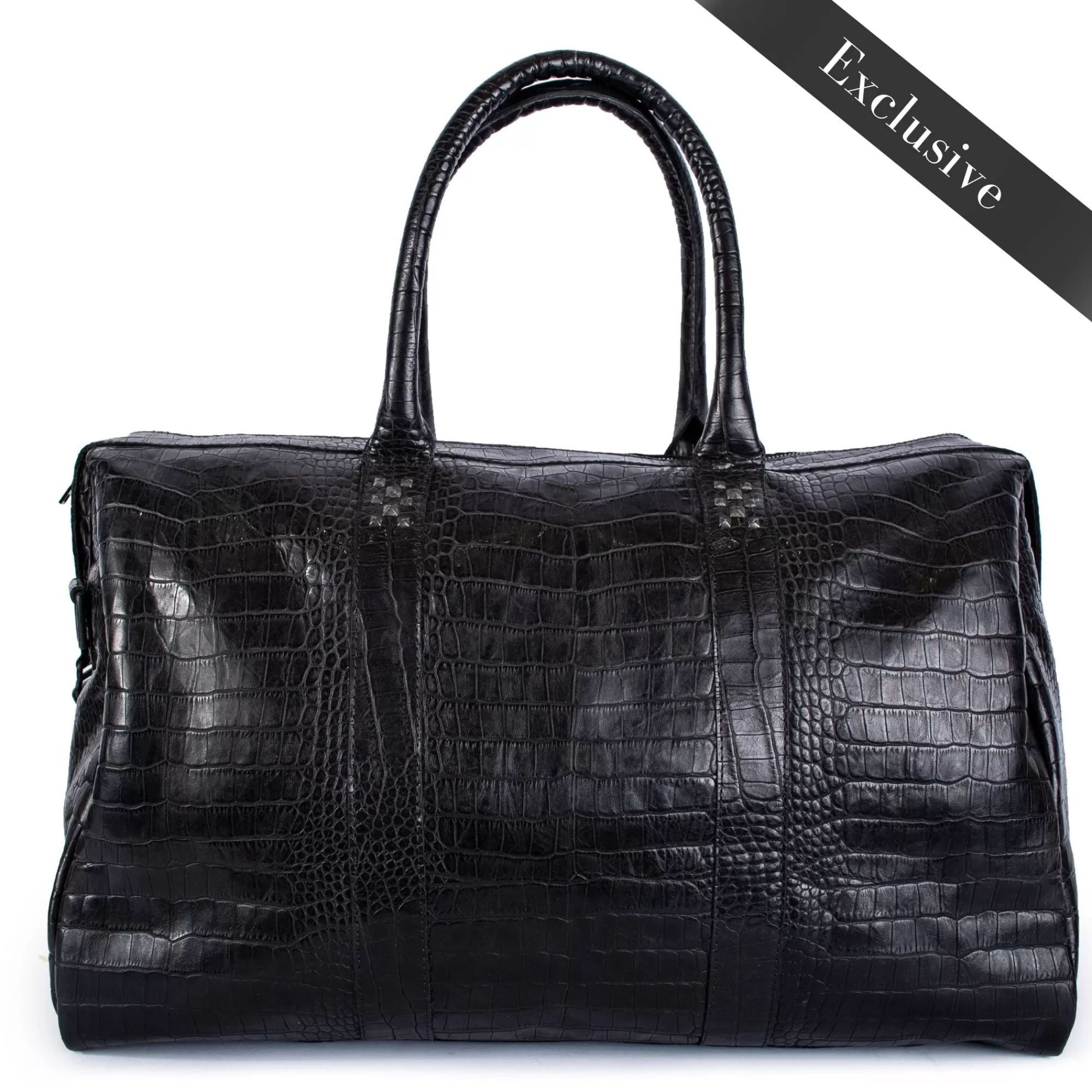 Calleen Cordero Tocci Weekender Black Embossed Croc w/ Black Art Discount