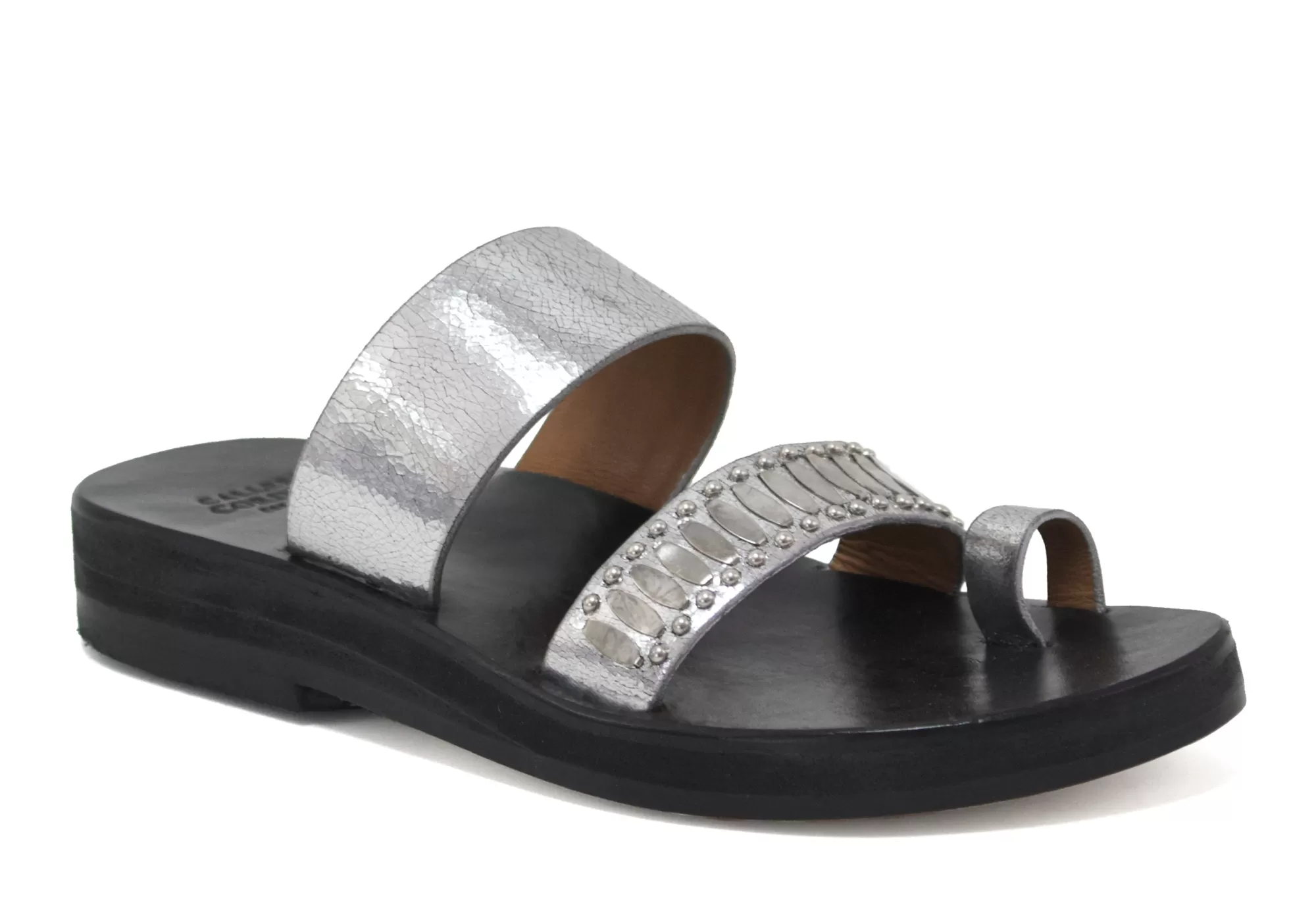 Calleen Cordero Treena Wedge Sandal Silver mirror w/ Nickel Art Online