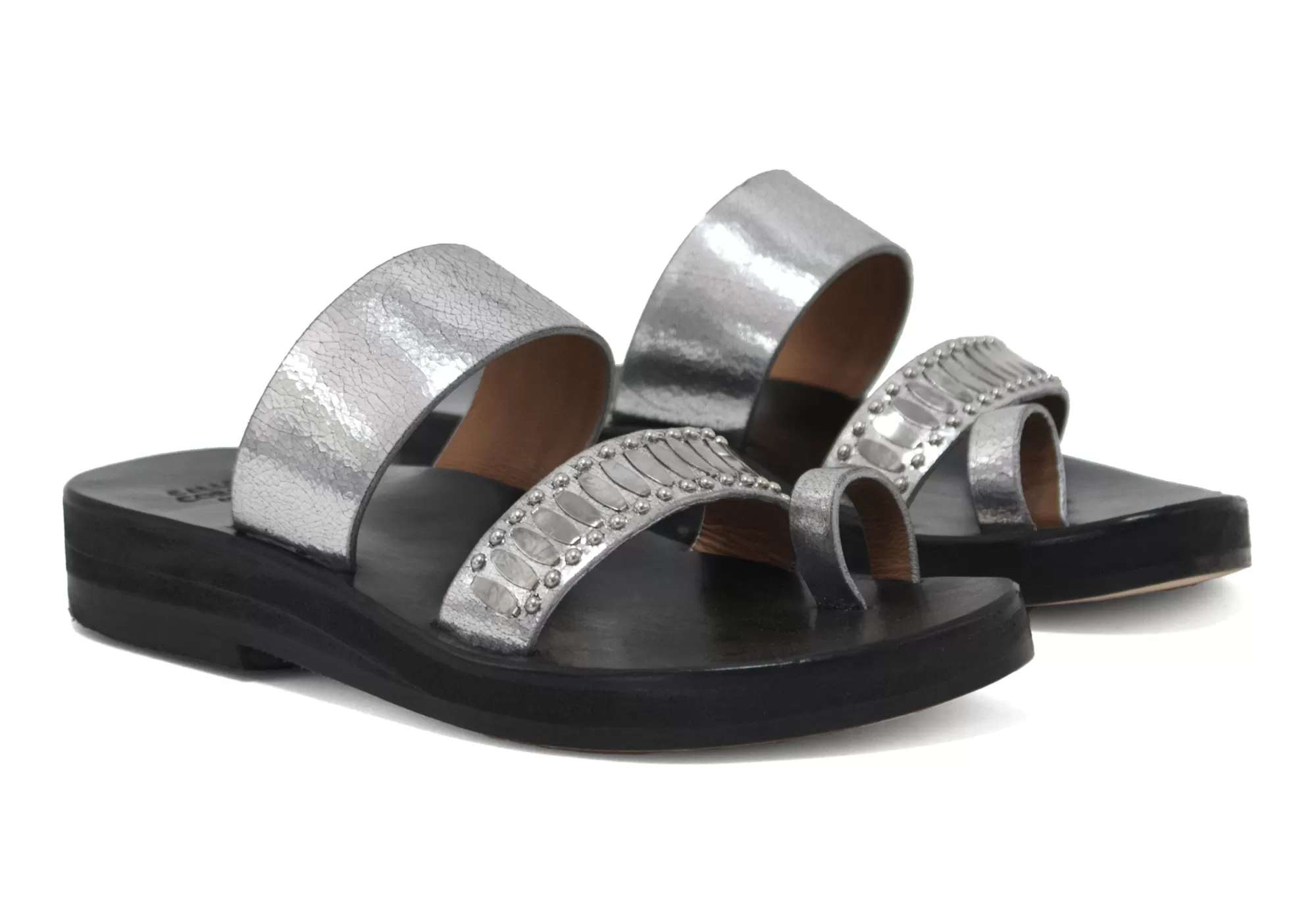 Calleen Cordero Treena Wedge Sandal Silver mirror w/ Nickel Art Online